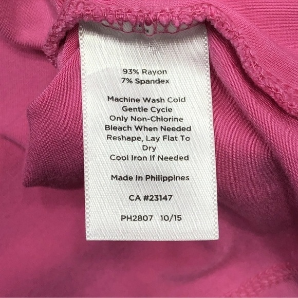 Talbots Top Women's Medium Pink Short Sleeve Round Neck Double Layer Front - Picture 5 of 5